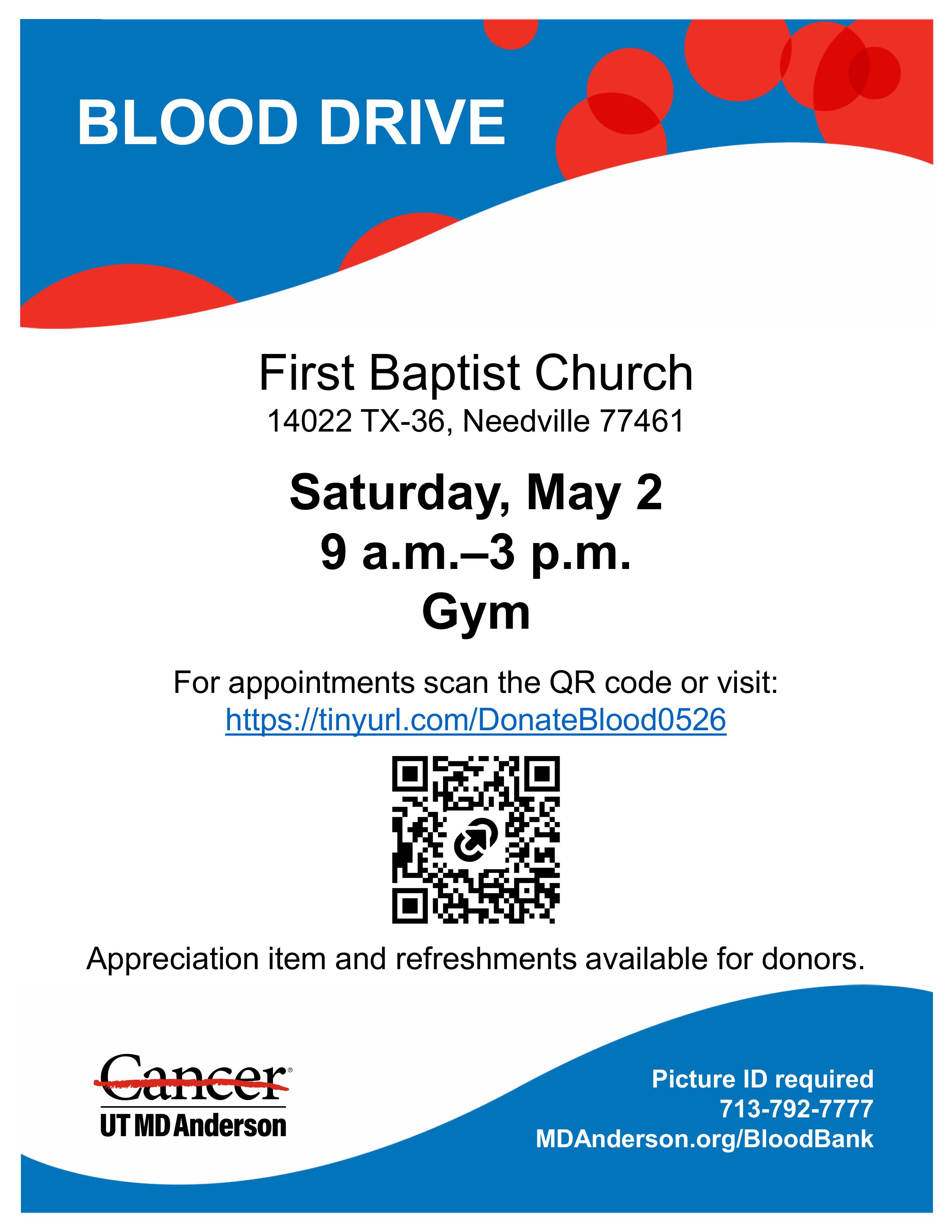 Flyer First Baptist 0526 Blood Drive